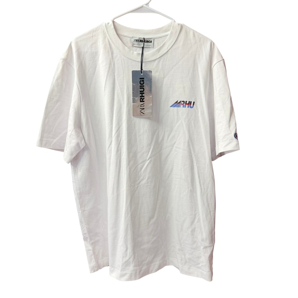 Zara RHU T-Shirt Mens Large White Rhuigi Collab Graphic Tee SS22